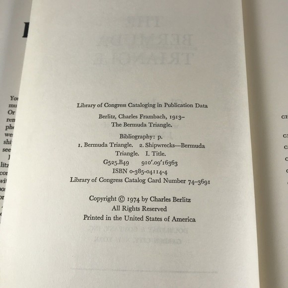 The Bermuda Triangle By Charles Berlitz Hardcover DJ Vintage Doubleday 1974 - Picture 7 of 7